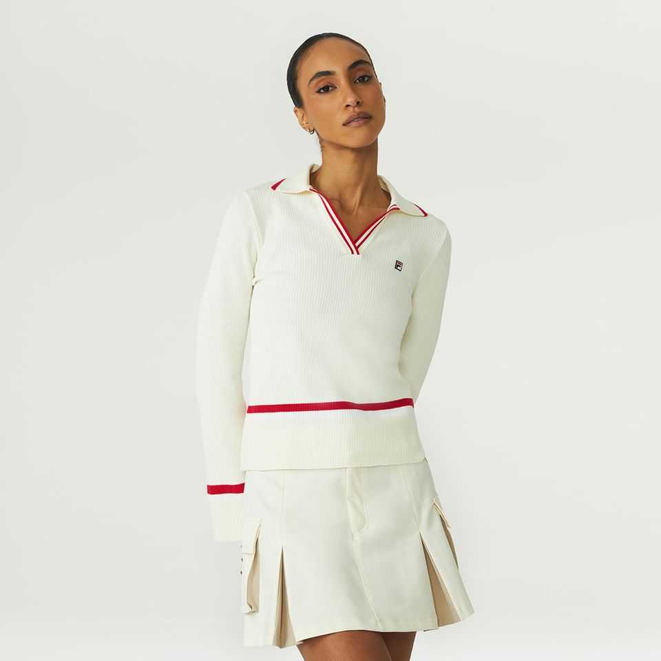 Blusa Manga Longa Fila Polo Tricot Ag Feminina