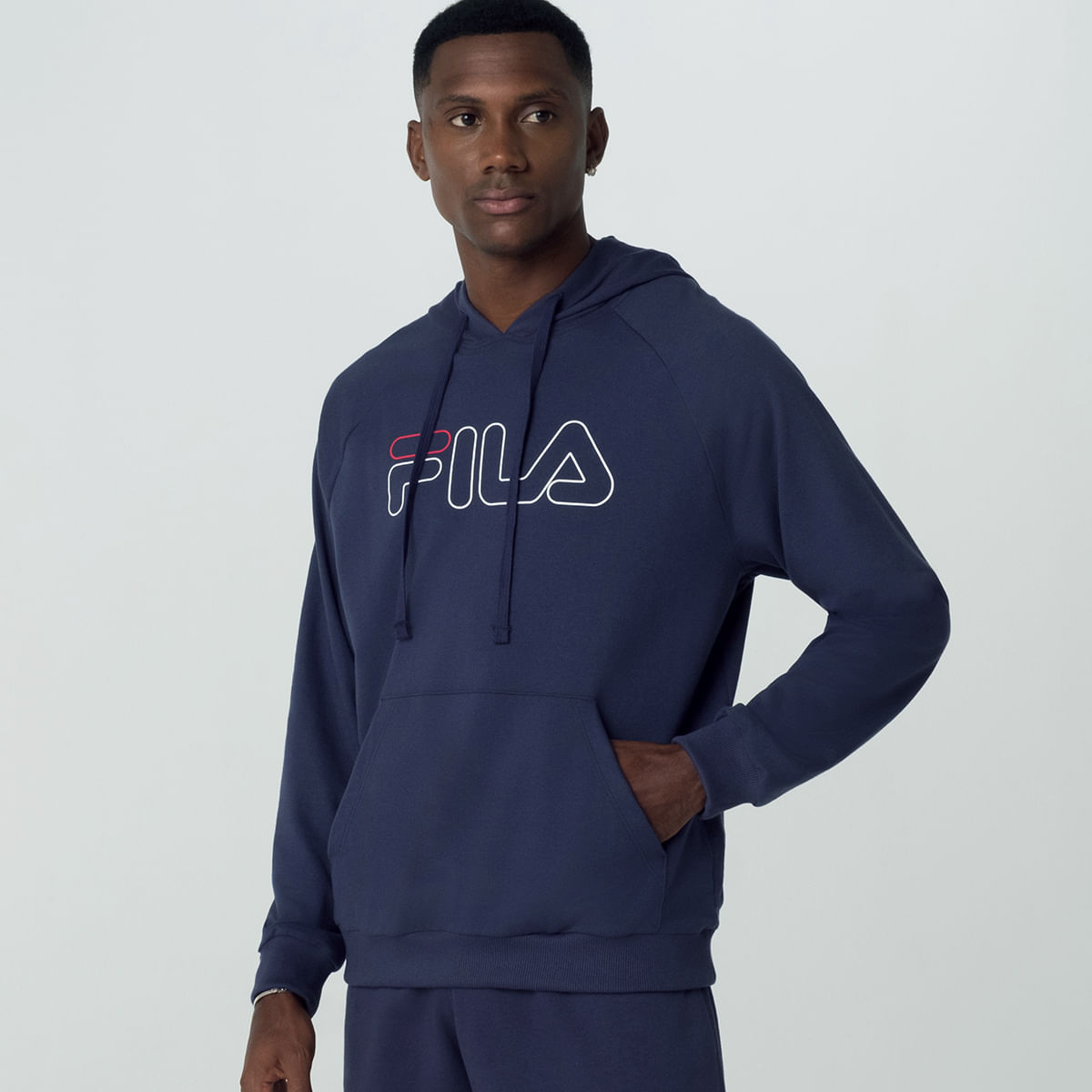Casaco com Capuz Fila Letter Outline Light Masculino