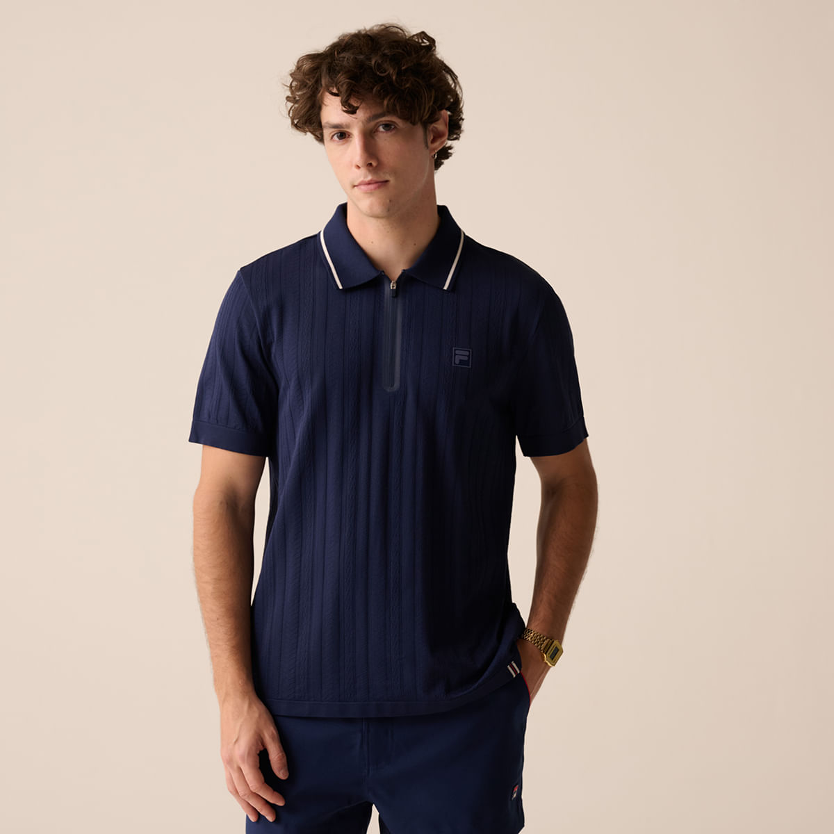 Pólo Fila Challenger Cable Zip Polo Masculina