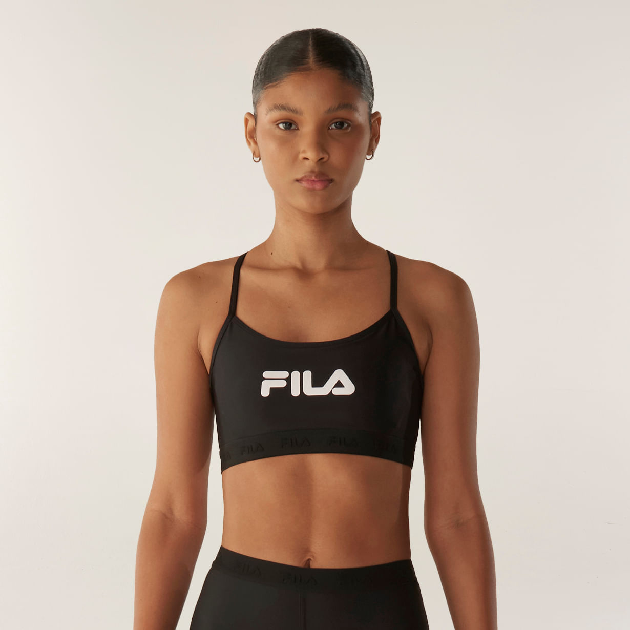 Top Fila Alça Train Elastic V Feminino