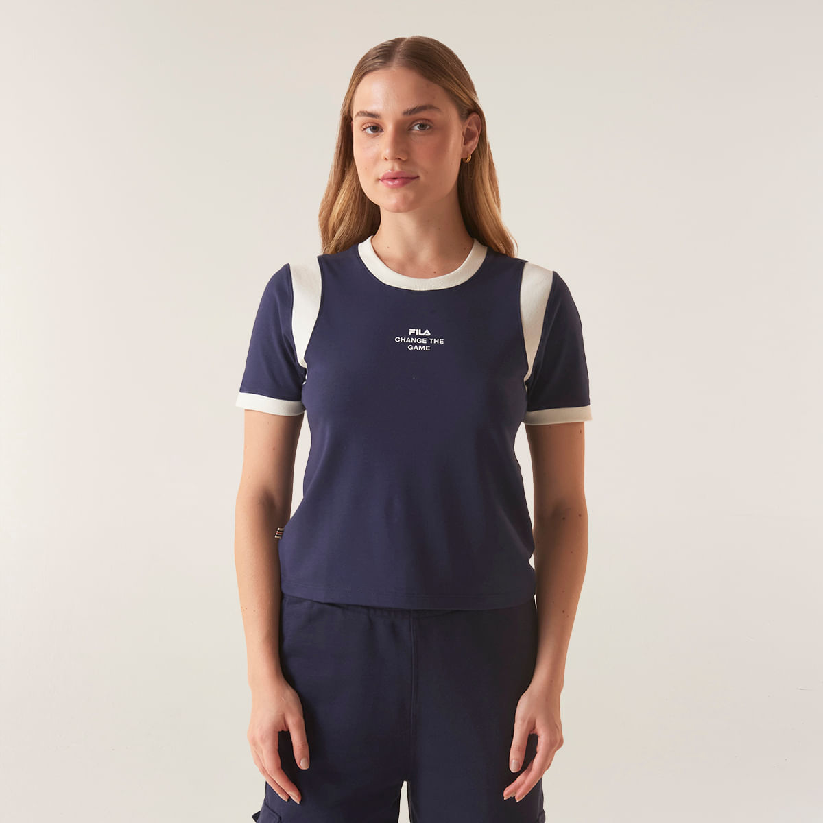 Blusa Fila Ribbed Letter Retro Feminina