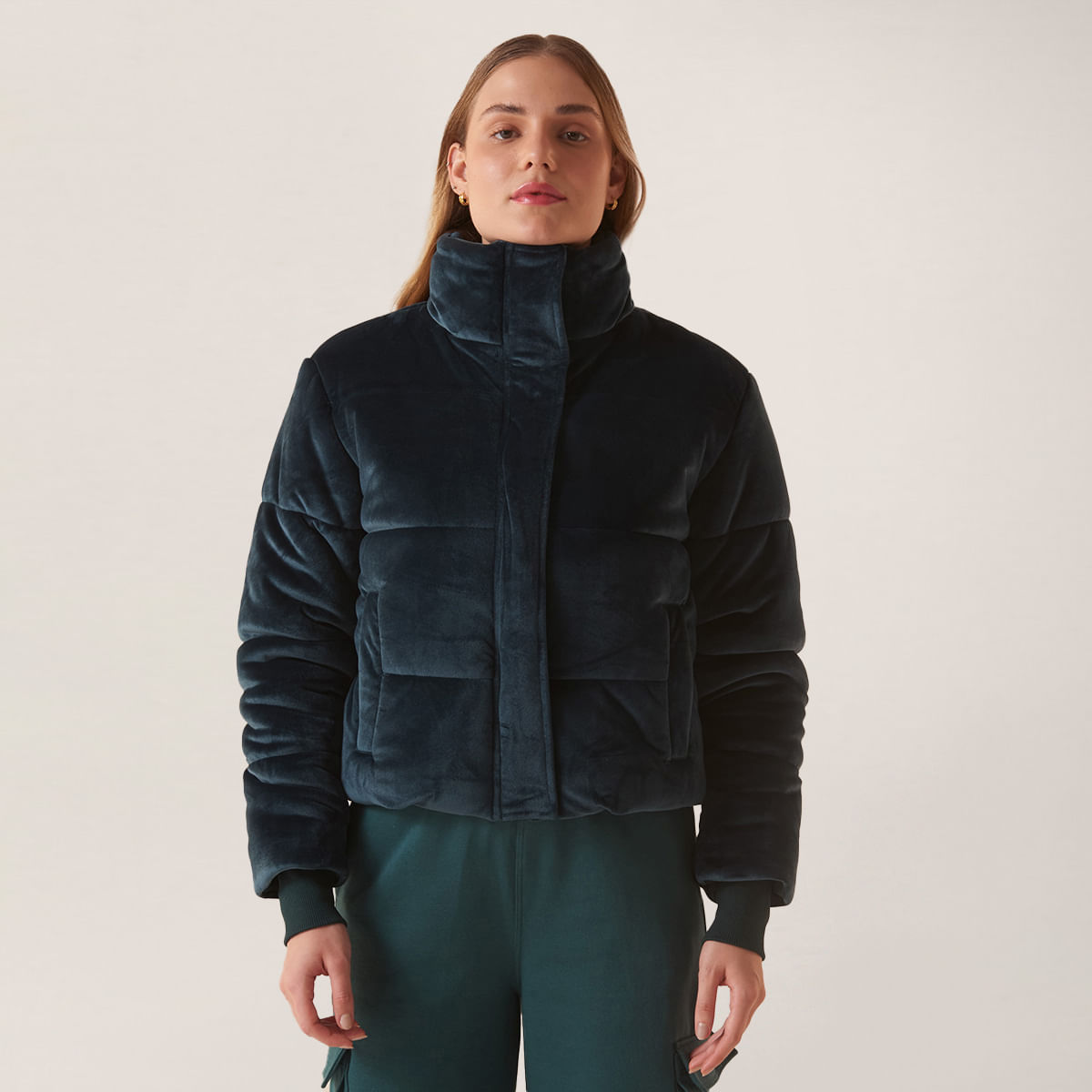 Jaqueta Fila Velour Puffer Feminina