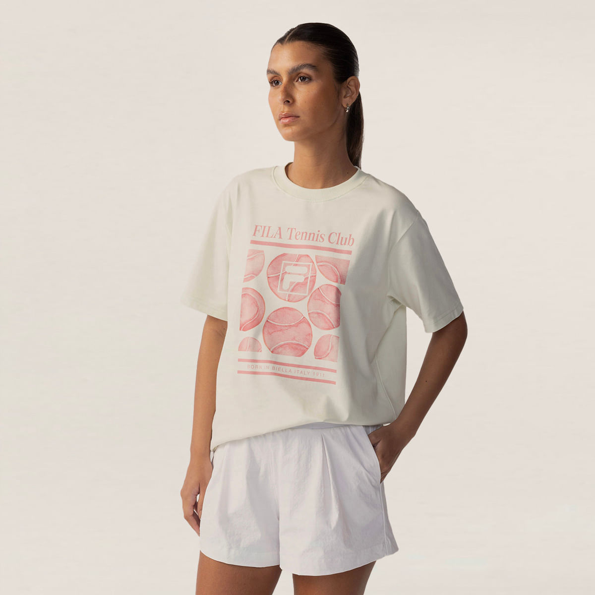 Camiseta Fila Oversized Letter Graphic Feminina